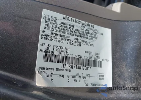 2011 Ford Focus Se z USA, uszkodzony, nr VIN 1FAHP3FN1BW173857